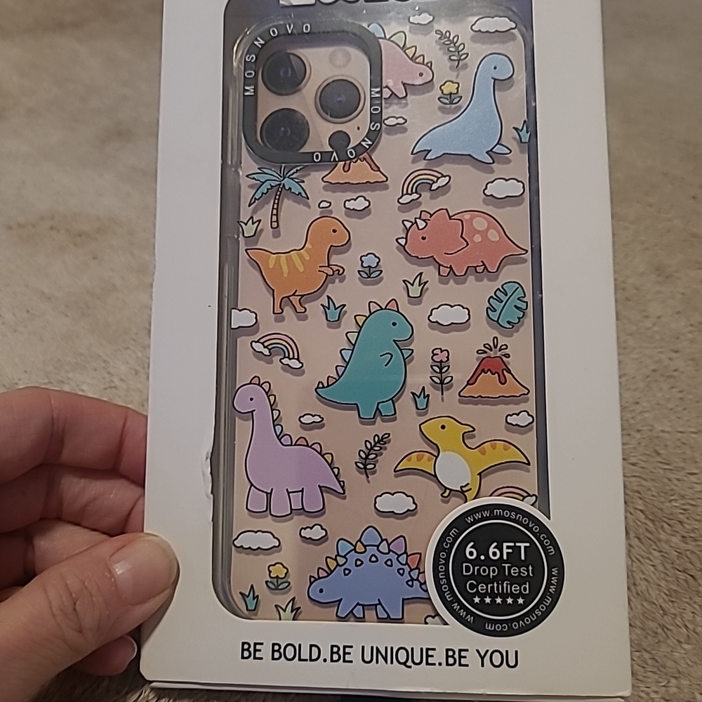 Mosnovo Phone Case for iPhone 12 +12 Pro Cartoon Dinosaurs Clear New Cute